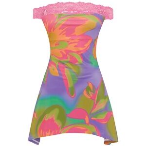 BRAND NEW Runaway the Label Multicolor Floral Lace-Trim Dress